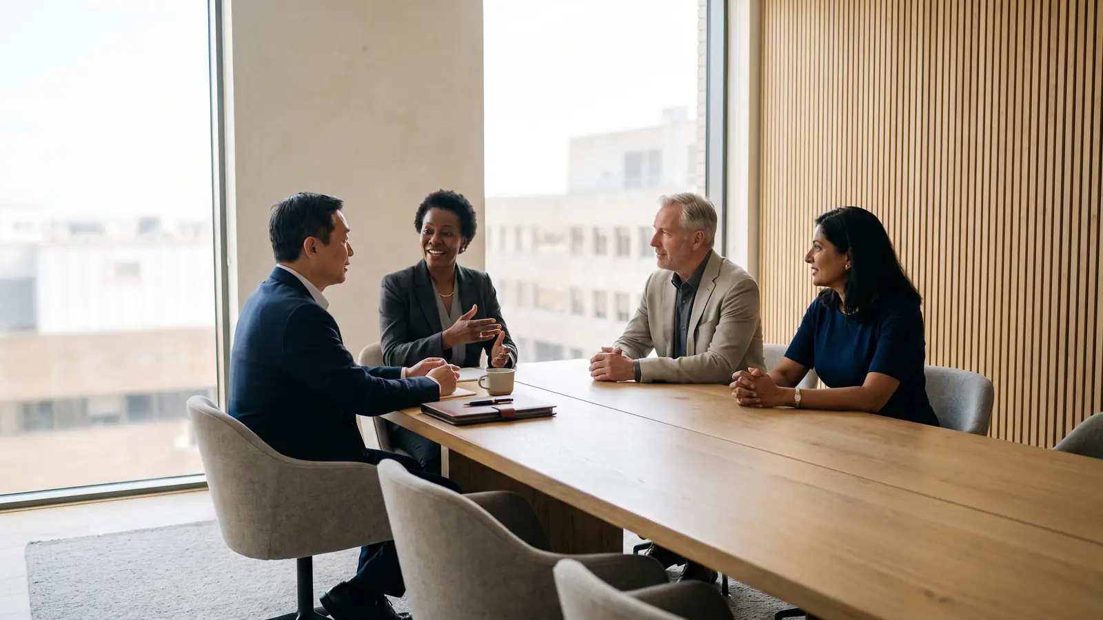 Senior leaders reviewing the numbers in a calm Atlanta boardroom